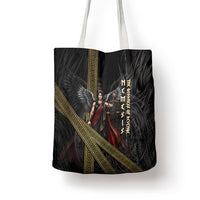 Nemesis Goddess Of Revenge Tote Bag Winged Nemesis Scales Of Justice - Gold Greek Key