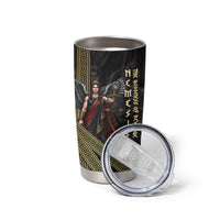Nemesis Goddess Of Revenge Tumbler Cup Winged Nemesis Scales Of Justice - Gold Greek Key
