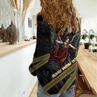 Nemesis Goddess Of Revenge Women Casual Shirt Winged Nemesis Scales Of Justice - Gold Greek Key