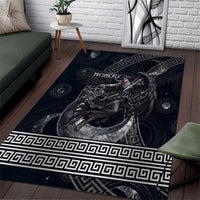 Nemesis Goddess Area Rug Winged Nemesis Crescent Moon Sword Greek Key
