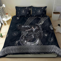 Nemesis Goddess Bedding Set Winged Nemesis Crescent Moon Sword Greek Key