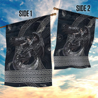 Nemesis Goddess Garden Flag Winged Nemesis Crescent Moon Sword Greek Key