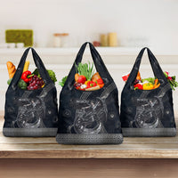 Nemesis Goddess Grocery Bag Winged Nemesis Crescent Moon Sword Greek Key