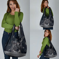Nemesis Goddess Grocery Bag Winged Nemesis Crescent Moon Sword Greek Key