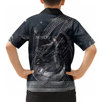 Nemesis Goddess Hawaiian Shirt Winged Nemesis Crescent Moon Sword Greek Key
