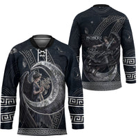Nemesis Goddess Hockey Jersey Winged Nemesis Crescent Moon Sword Greek Key