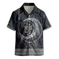 Nemesis Goddess Kid Hawaiian Shirt Winged Nemesis Crescent Moon Sword Greek Key
