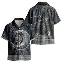 Nemesis Goddess Kid Hawaiian Shirt Winged Nemesis Crescent Moon Sword Greek Key