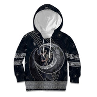 Nemesis Goddess Kid Hoodie Winged Nemesis Crescent Moon Sword Greek Key