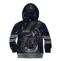 Nemesis Goddess Kid Hoodie Winged Nemesis Crescent Moon Sword Greek Key