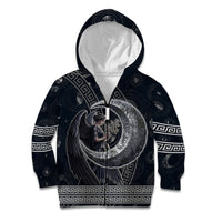 Nemesis Goddess Kid Hoodie Winged Nemesis Crescent Moon Sword Greek Key