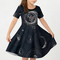 Nemesis Goddess Kid Short Sleeve Dress Winged Nemesis Crescent Moon Sword Greek Key