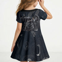 Nemesis Goddess Kid Short Sleeve Dress Winged Nemesis Crescent Moon Sword Greek Key