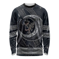 Nemesis Goddess Long Sleeve Shirt Winged Nemesis Crescent Moon Sword Greek Key