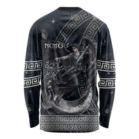 Nemesis Goddess Long Sleeve Shirt Winged Nemesis Crescent Moon Sword Greek Key
