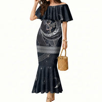 Nemesis Goddess Mermaid Dress Winged Nemesis Crescent Moon Sword Greek Key