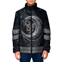 Nemesis Goddess Padded Jacket Winged Nemesis Crescent Moon Sword Greek Key