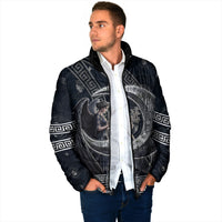 Nemesis Goddess Padded Jacket Winged Nemesis Crescent Moon Sword Greek Key