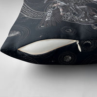 Nemesis Goddess Pillow Cover Winged Nemesis Crescent Moon Sword Greek Key