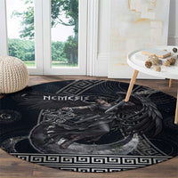 Nemesis Goddess Round Carpet Winged Nemesis Crescent Moon Sword Greek Key
