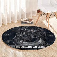 Nemesis Goddess Round Carpet Winged Nemesis Crescent Moon Sword Greek Key