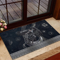 Nemesis Goddess Rubber Doormat Winged Nemesis Crescent Moon Sword Greek Key