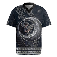 Nemesis Goddess Rugby Jersey Winged Nemesis Crescent Moon Sword Greek Key