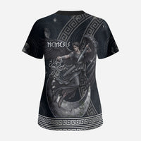 Nemesis Goddess Scrub Top Winged Nemesis Crescent Moon Sword Greek Key