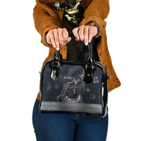 Nemesis Goddess Shoulder Handbag Winged Nemesis Crescent Moon Sword Greek Key