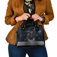 Nemesis Goddess Shoulder Handbag Winged Nemesis Crescent Moon Sword Greek Key
