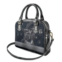 Nemesis Goddess Shoulder Handbag Winged Nemesis Crescent Moon Sword Greek Key
