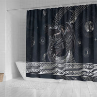 Nemesis Goddess Shower Curtain Winged Nemesis Crescent Moon Sword Greek Key