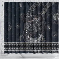 Nemesis Goddess Shower Curtain Winged Nemesis Crescent Moon Sword Greek Key