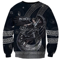 Nemesis Goddess Sweatshirt Winged Nemesis Crescent Moon Sword Greek Key