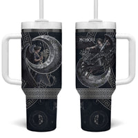 Nemesis Goddess Tumbler With Handle Winged Nemesis Crescent Moon Sword Greek Key