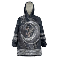 Nemesis Goddess Wearable Blanket Hoodie Winged Nemesis Crescent Moon Sword Greek Key