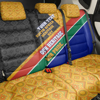 Personalized South Africa Heritage Day Back Car Seat Cover One Nation Many Stories Geometric Flag Pattern