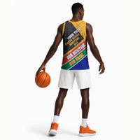 Personalized South Africa Heritage Day Basketball Jersey One Nation Many Stories Geometric Flag Pattern