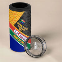 Personalized South Africa Heritage Day 4 in 1 Can Cooler Tumbler One Nation Many Stories Geometric Flag Pattern