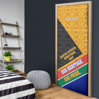 Personalized South Africa Heritage Day Door Cover One Nation Many Stories Geometric Flag Pattern