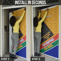 Personalized South Africa Heritage Day Door Cover One Nation Many Stories Geometric Flag Pattern