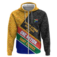 Personalized South Africa Heritage Day Hoodie One Nation Many Stories Geometric Flag Pattern