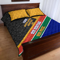 Personalized South Africa Heritage Day Quilt Bed Set One Nation Many Stories Geometric Flag Pattern