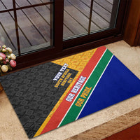 Personalized South Africa Heritage Day Rubber Doormat One Nation Many Stories Geometric Flag Pattern