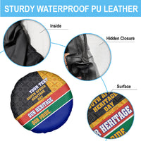 Personalized South Africa Heritage Day Spare Tire Cover One Nation Many Stories Geometric Flag Pattern