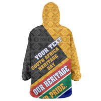 Personalized South Africa Heritage Day Wearable Blanket Hoodie One Nation Many Stories Geometric Flag Pattern