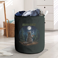 Raccoon Stay Wild Stay Cozy Camping Laundry Basket Starry Night Forest Wildlife
