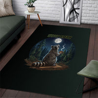 Raccoon Stay Wild Stay Cozy Camping Area Rug Starry Night Forest Wildlife