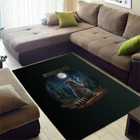 Raccoon Stay Wild Stay Cozy Camping Area Rug Starry Night Forest Wildlife
