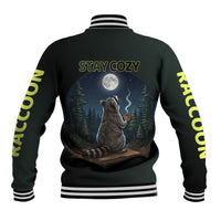 Raccoon Stay Wild Stay Cozy Camping Baseball Jacket Starry Night Forest Wildlife